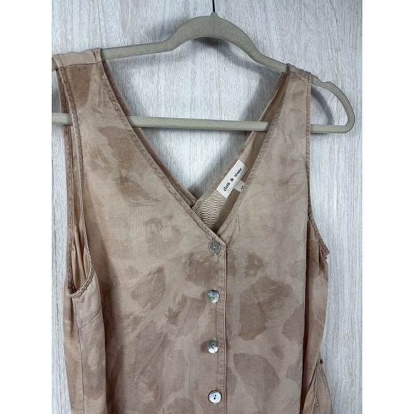 Cloth & Stone Romper M Tan Animal Giraffe Print Button Front Pockets Boho - Picture 4 of 6